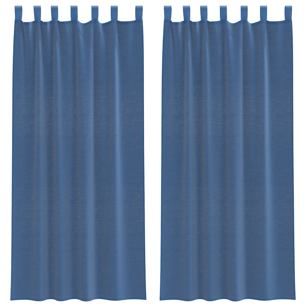 Vidaxl rideaux voile avec passe-tringles 2 pcs bleu royal