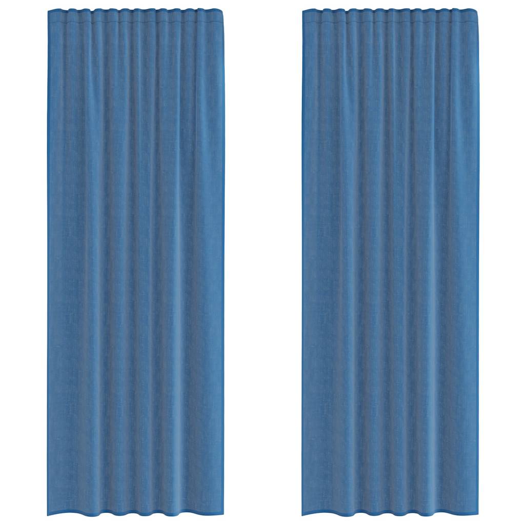 Vidaxl rideaux voile avec passe-tringles 2 pcs bleu royal