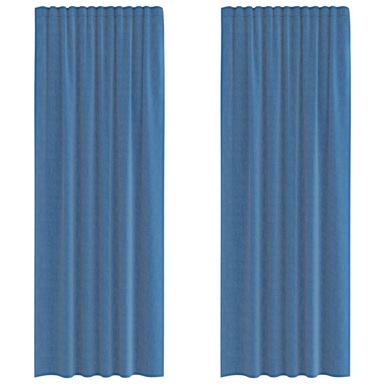 Vidaxl rideaux voile avec passe-tringles 2 pcs bleu royal