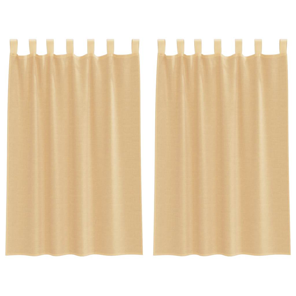 Vidaxl rideaux voile avec passe-tringles 2 pcs sable