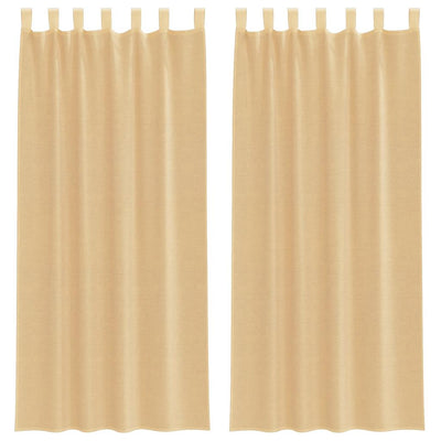 Vidaxl rideaux voile avec passe-tringles 2 pcs sable