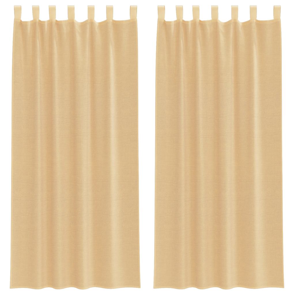 Vidaxl rideaux voile avec passe-tringles 2 pcs sable