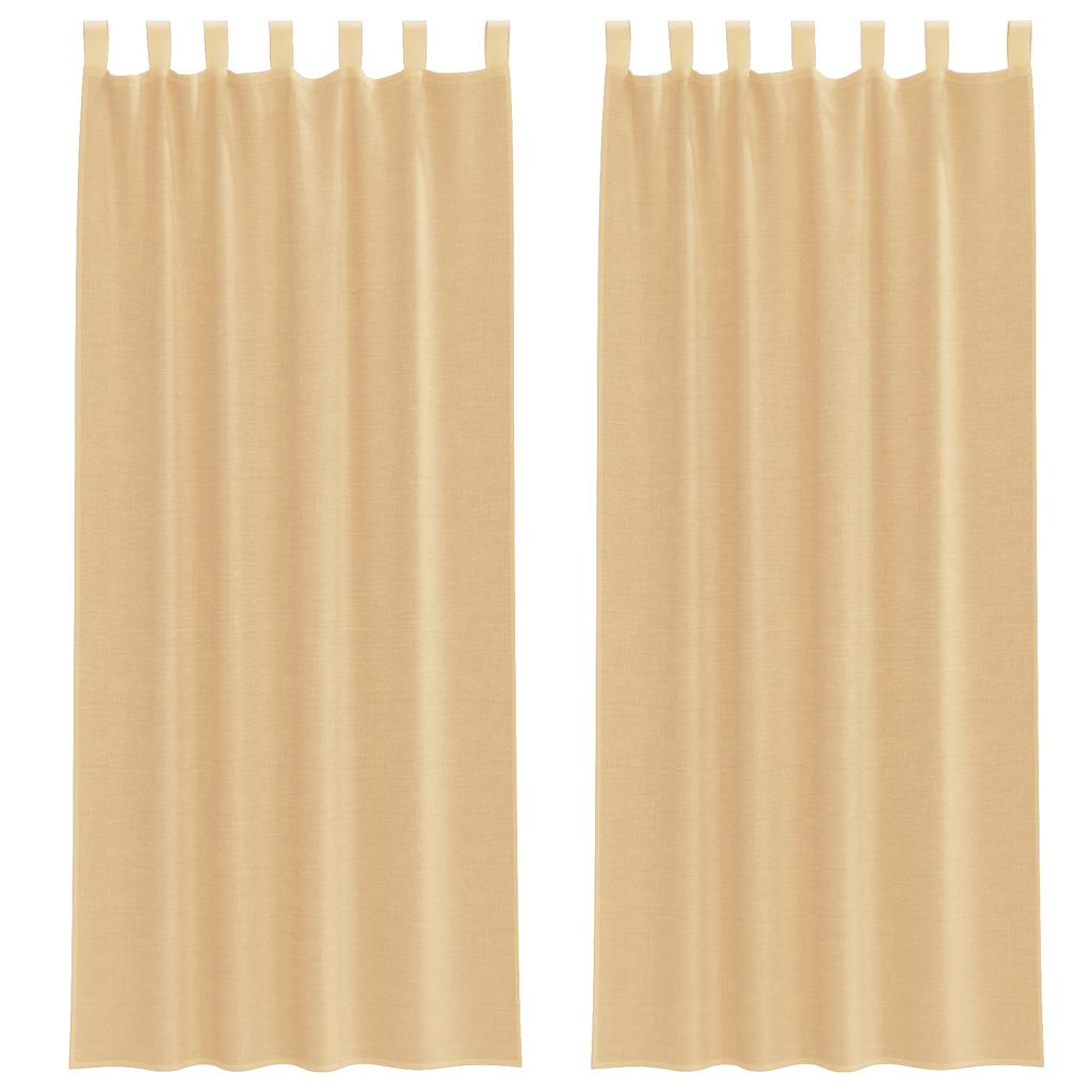 Vidaxl rideaux voile avec passe-tringles 2 pcs sable