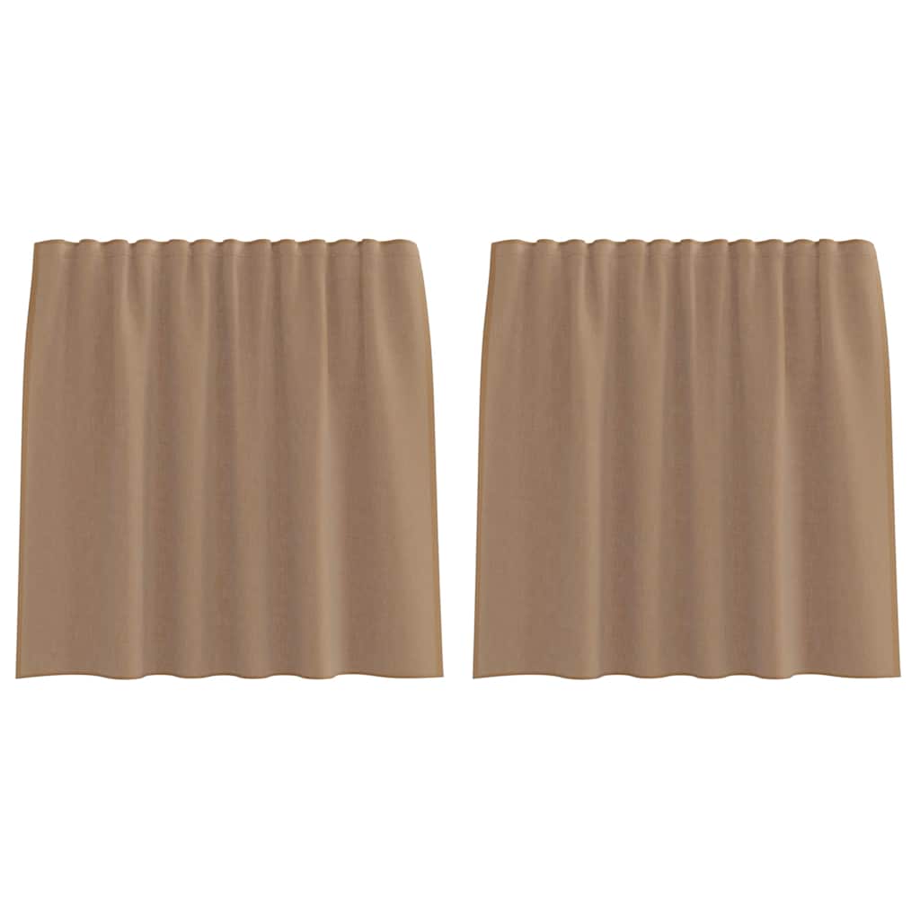 Vidaxl rideaux voile avec passe-tringles 2 pcs marron clair
