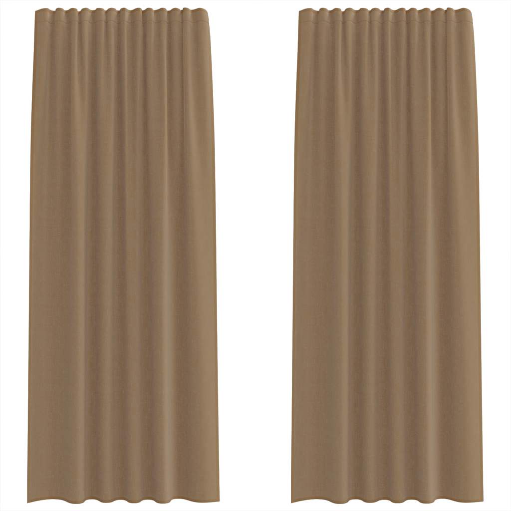 Vidaxl rideaux voile avec passe-tringles 2 pcs marron clair