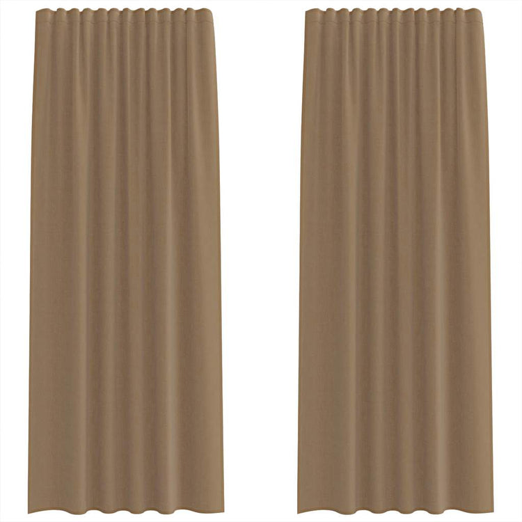 Vidaxl rideaux voile avec passe-tringles 2 pcs marron clair