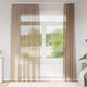 Vidaxl rideaux voile avec passe-tringles 2 pcs marron clair