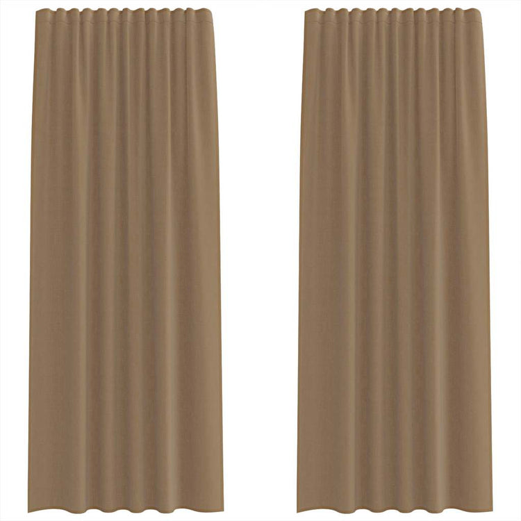 Vidaxl rideaux voile avec passe-tringles 2 pcs marron clair