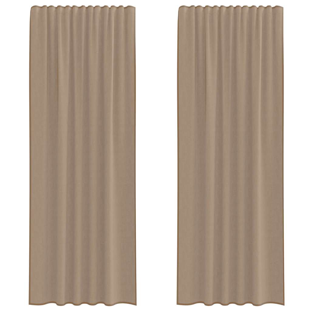 Vidaxl rideaux voile avec passe-tringles 2 pcs marron clair
