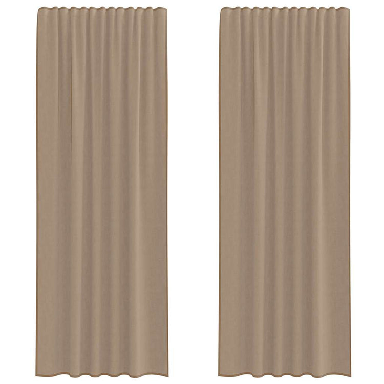 Vidaxl rideaux voile avec passe-tringles 2 pcs marron clair