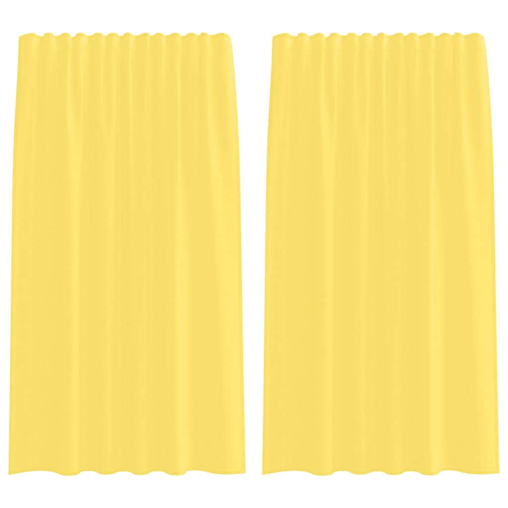 Vidaxl rideaux voile avec passe-tringles 2 pcs jaune