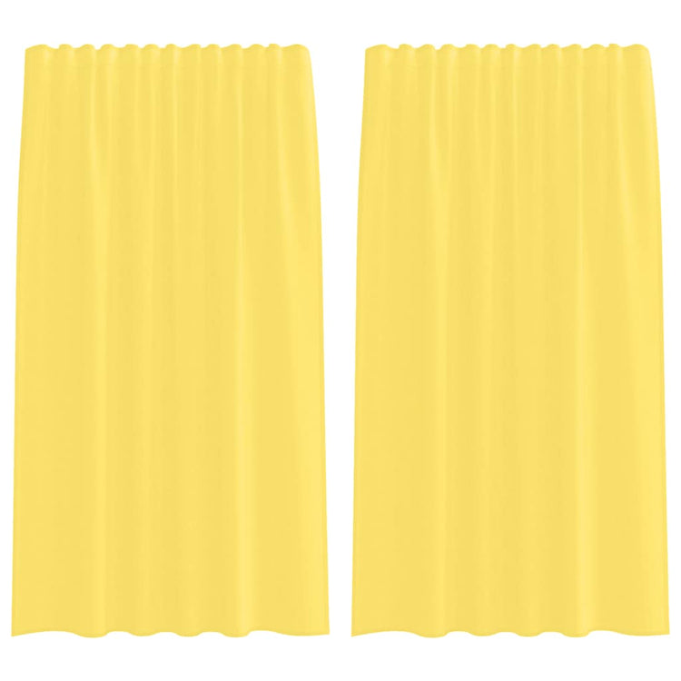 Vidaxl rideaux voile avec passe-tringles 2 pcs jaune