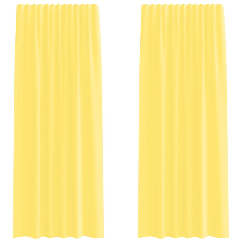 Vidaxl rideaux voile avec passe-tringles 2 pcs jaune