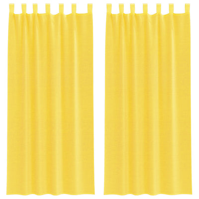 Vidaxl rideaux voile avec passe-tringles 2 pcs jaune