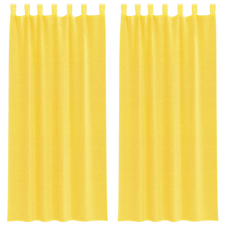 Vidaxl rideaux voile avec passe-tringles 2 pcs jaune