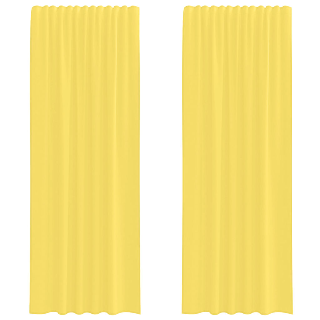 Vidaxl rideaux voile avec passe-tringles 2 pcs jaune