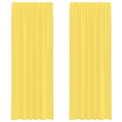 Vidaxl rideaux voile avec passe-tringles 2 pcs jaune