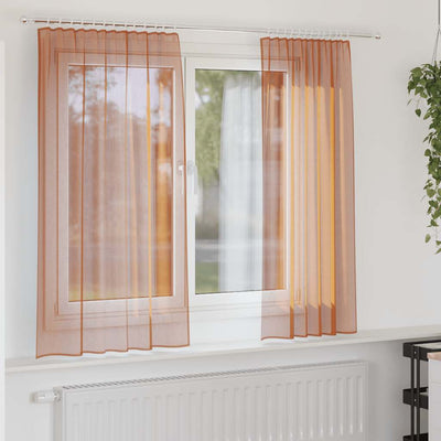 Vidaxl voilages avec passe-tringles 2 pcs terre cuite