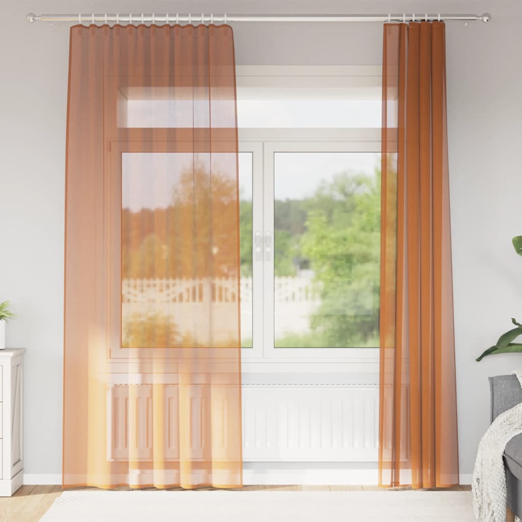 Vidaxl voilages avec passe-tringles 2 pcs terre cuite