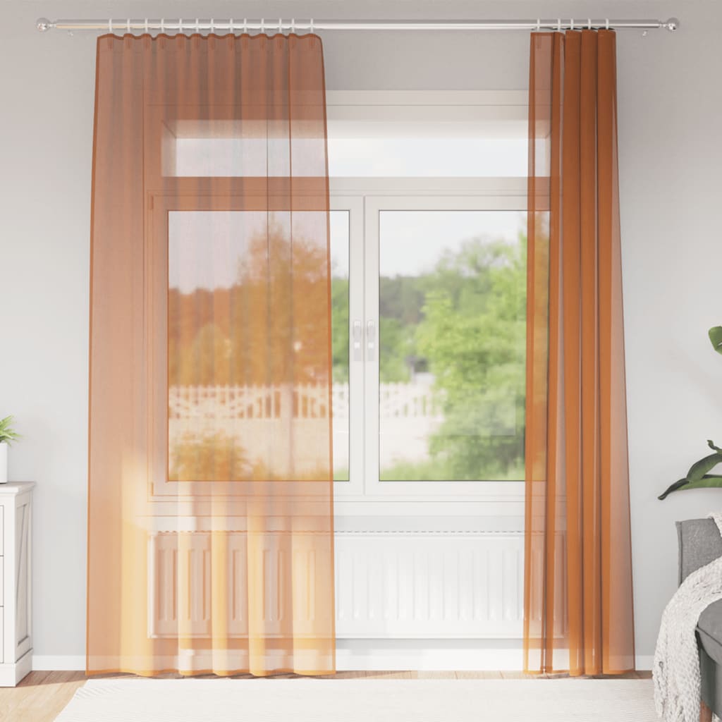Vidaxl voilages avec passe-tringles 2 pcs terre cuite