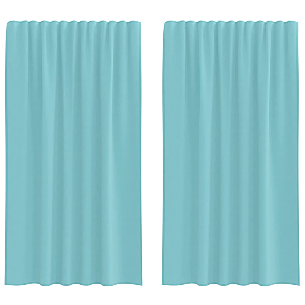Vidaxl rideaux voile avec passe-tringles 2 pcs turquoise