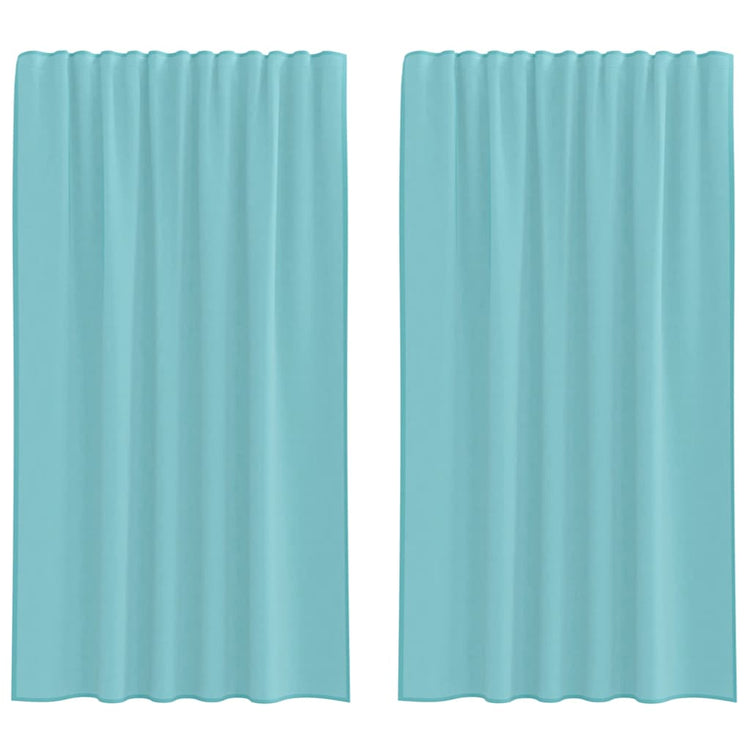 Vidaxl rideaux voile avec passe-tringles 2 pcs turquoise