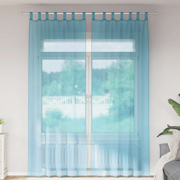 Vidaxl rideaux voile avec passe-tringles 2 pcs turquoise