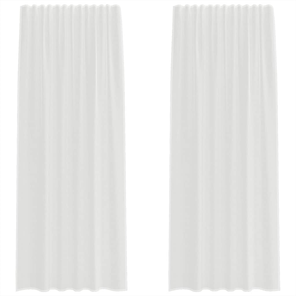 Vidaxl rideaux voile avec passe-tringles 2 pcs blanc