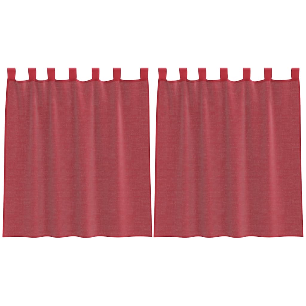 Vidaxl rideaux voile avec passe-tringles 2 pcs bordeaux