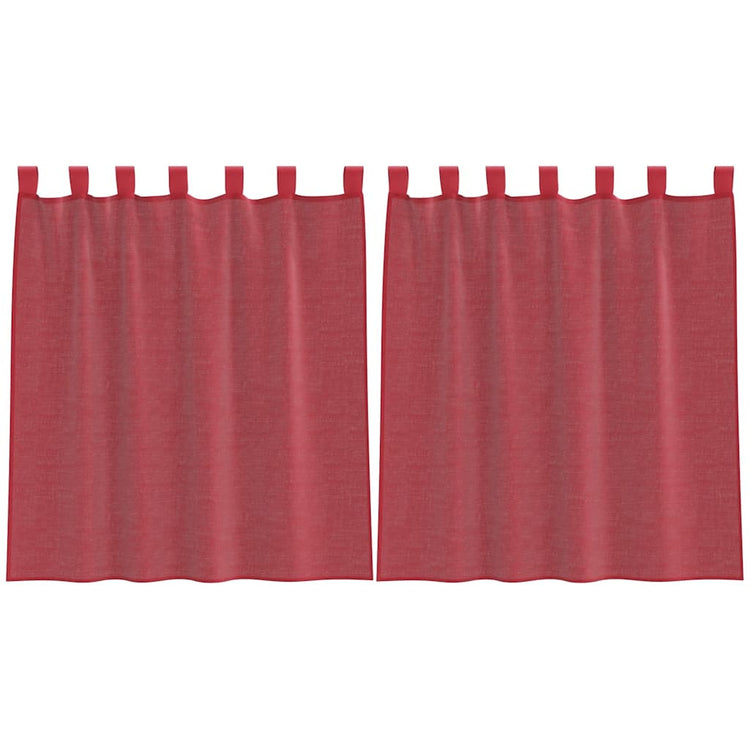 Vidaxl rideaux voile avec passe-tringles 2 pcs bordeaux
