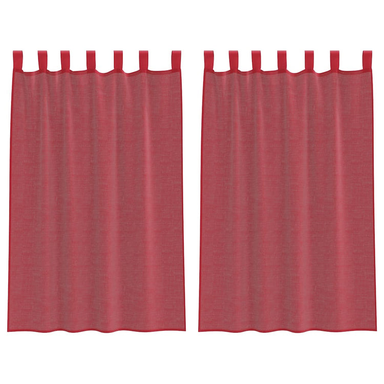 Vidaxl rideaux voile avec passe-tringles 2 pcs bordeaux