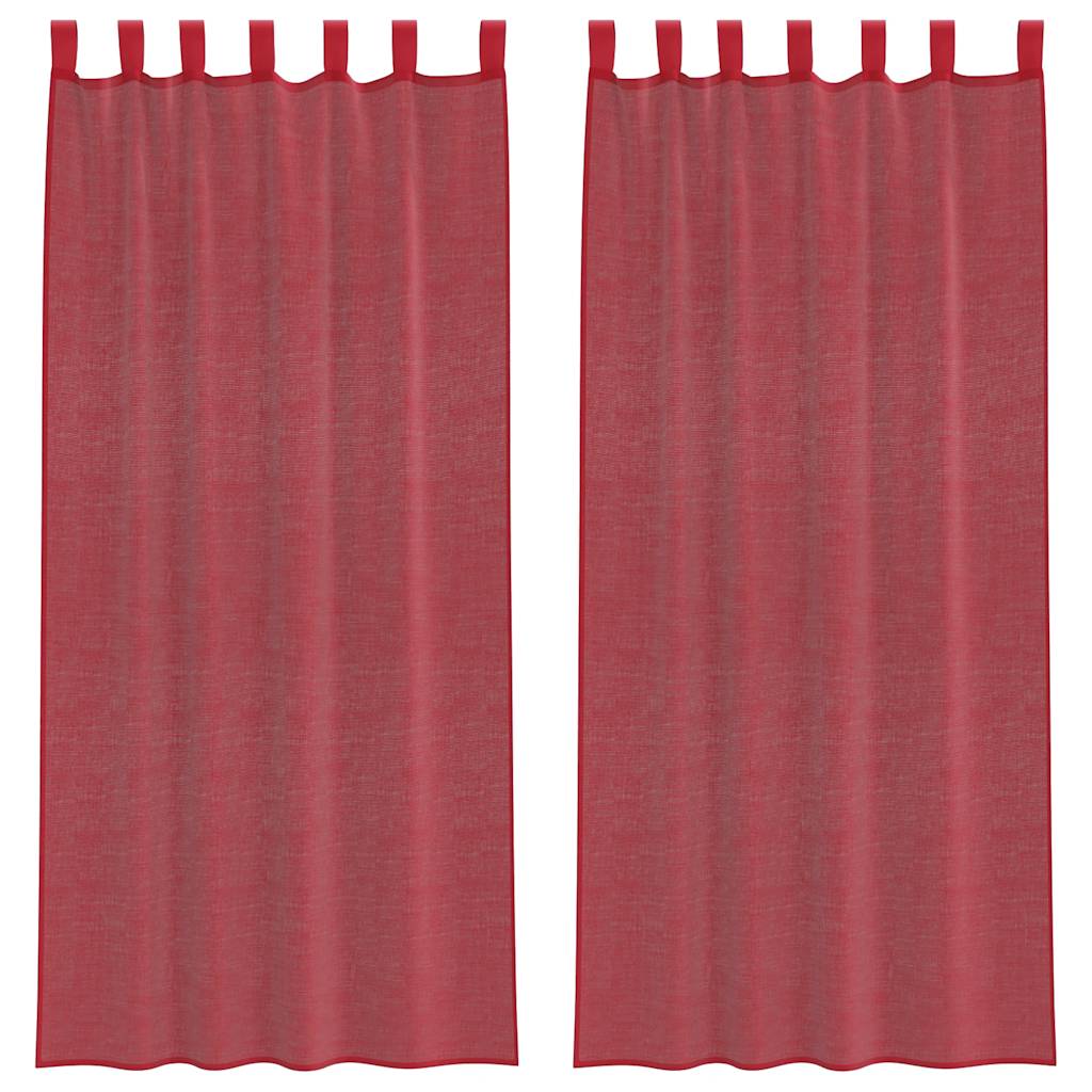 Vidaxl rideaux voile avec passe-tringles 2 pcs bordeaux