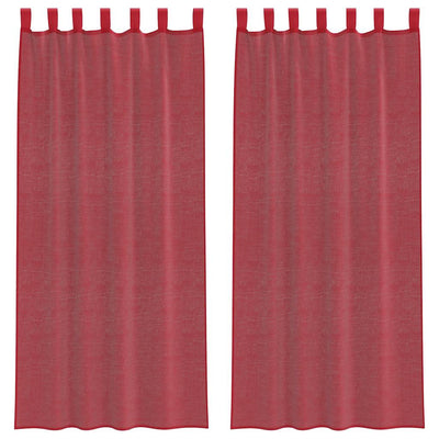 Vidaxl rideaux voile avec passe-tringles 2 pcs bordeaux