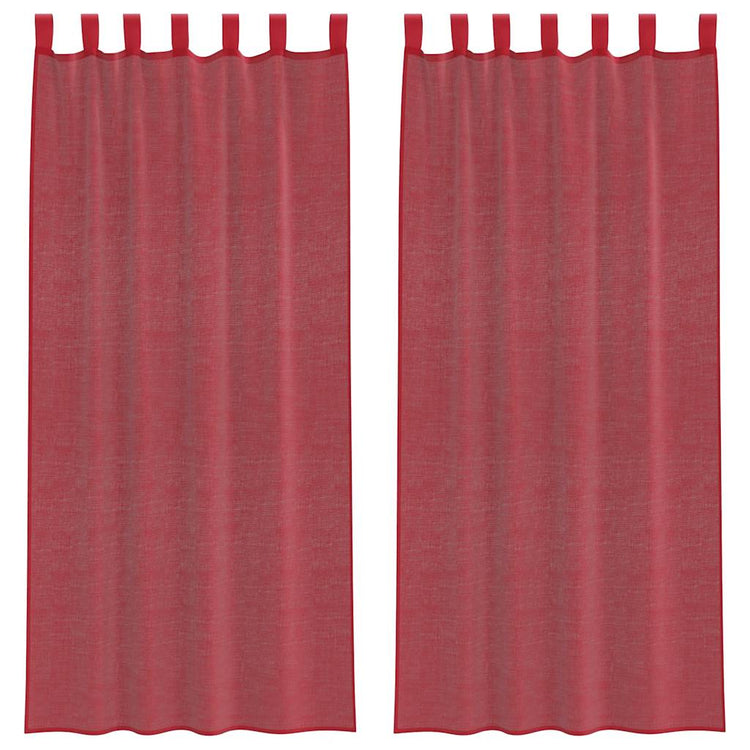 Vidaxl rideaux voile avec passe-tringles 2 pcs bordeaux