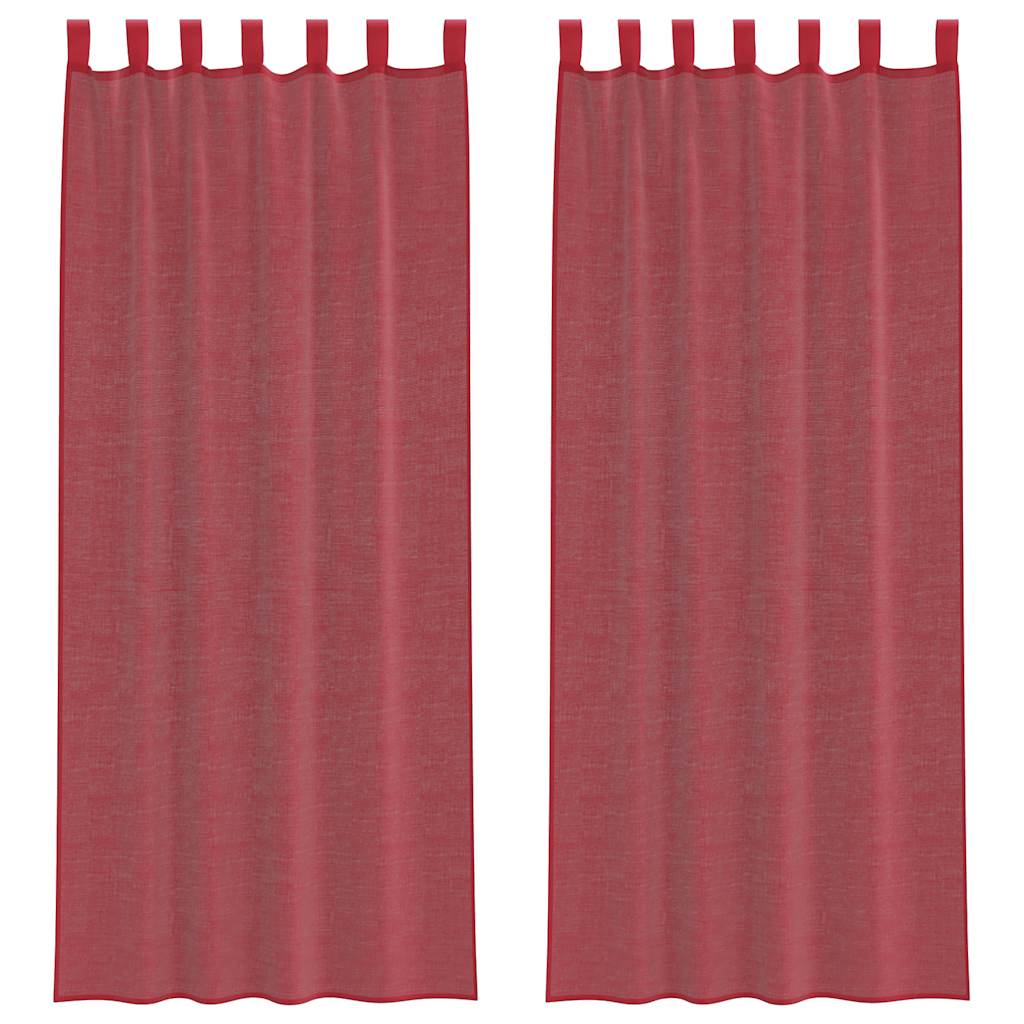 Vidaxl rideaux voile avec passe-tringles 2 pcs bordeaux