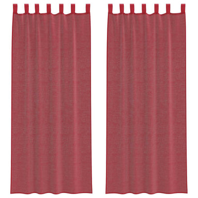 Vidaxl rideaux voile avec passe-tringles 2 pcs bordeaux