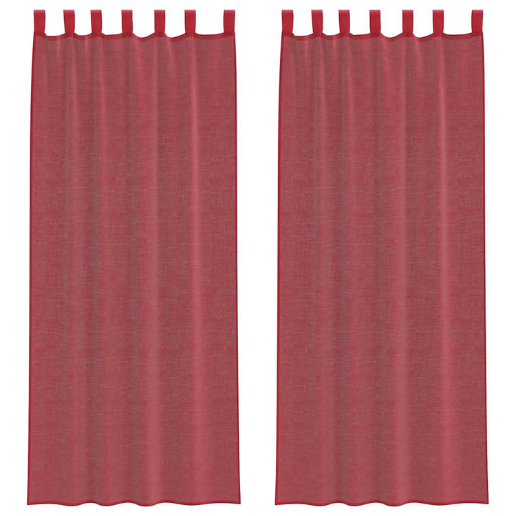 Vidaxl rideaux voile avec passe-tringles 2 pcs bordeaux