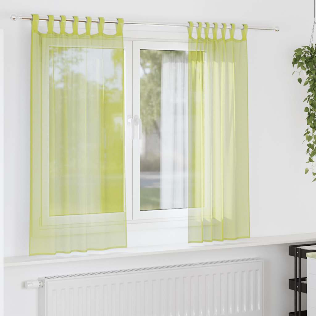 VidaXL rideaux voile avec rebord 2 pcs vert pomme