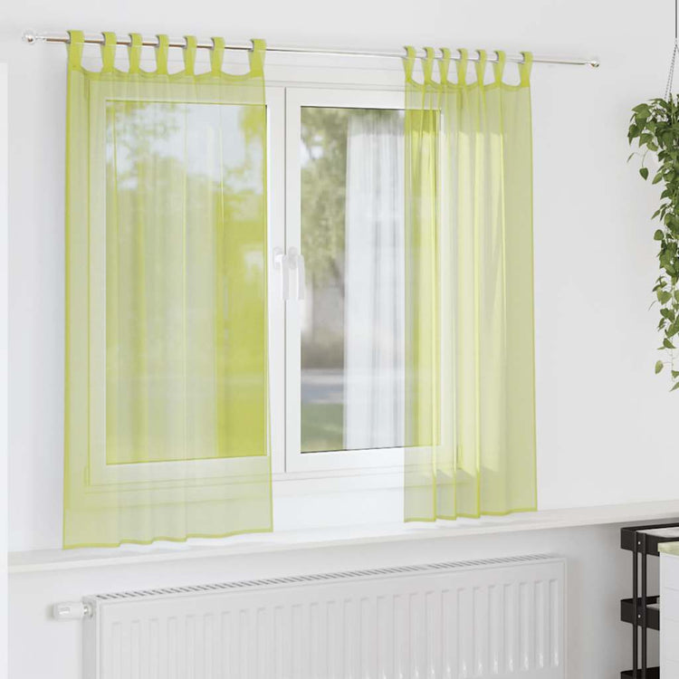 VidaXL rideaux voile avec rebord 2 pcs vert pomme