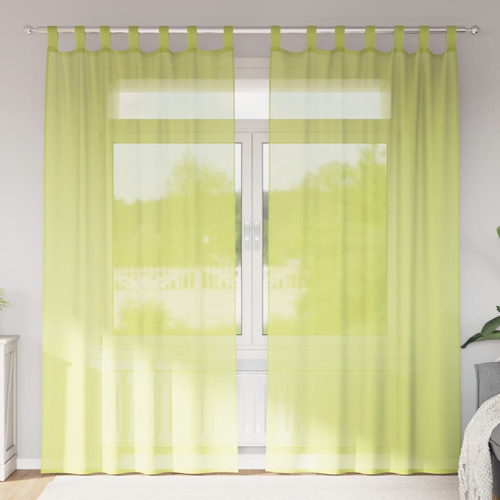 VidaXL rideaux voile avec rebord 2 pcs vert pomme