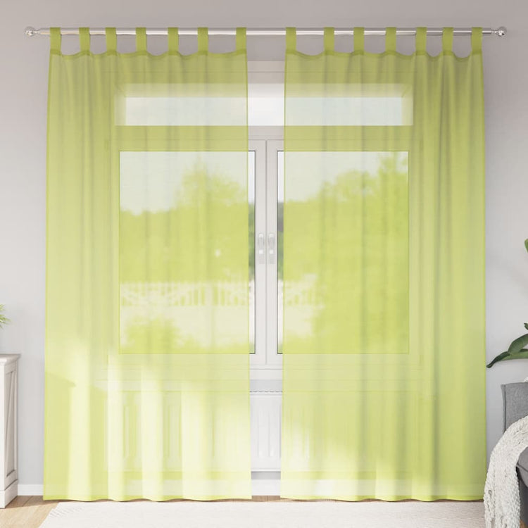 VidaXL rideaux voile avec rebord 2 pcs vert pomme