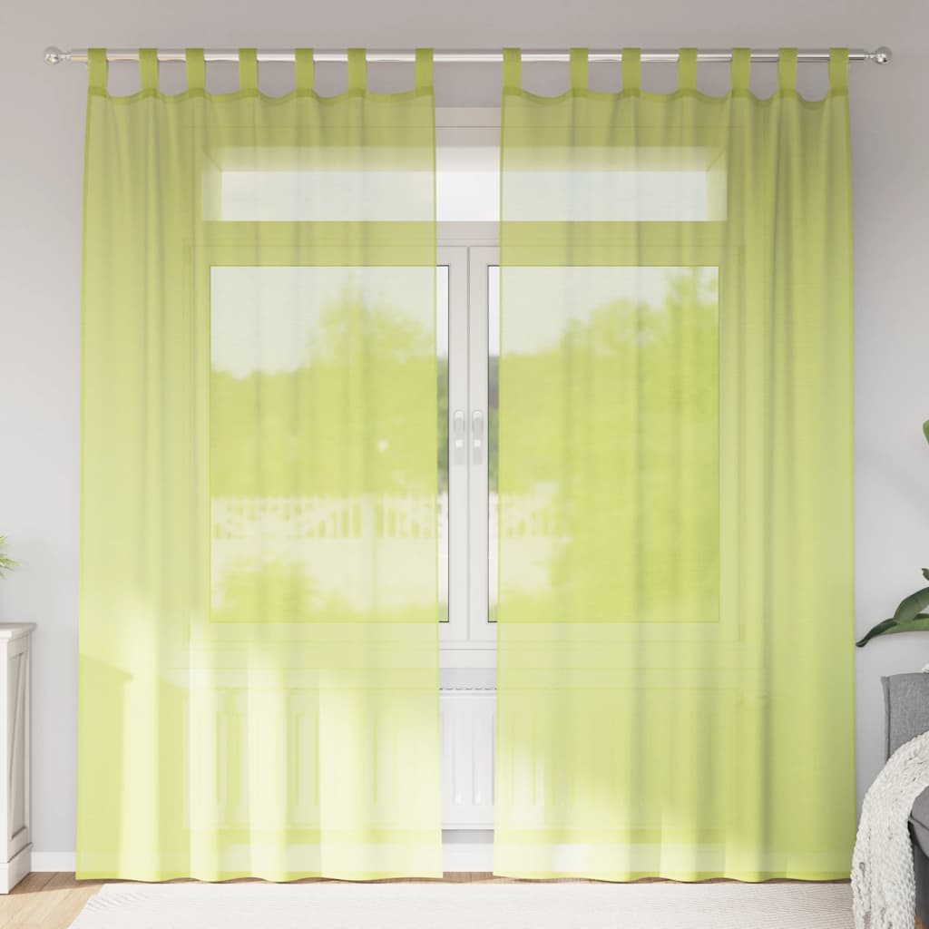 VidaXL rideaux voile avec rebord 2 pcs vert pomme