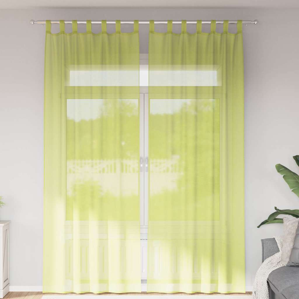 VidaXL rideaux voile avec rebord 2 pcs vert pomme