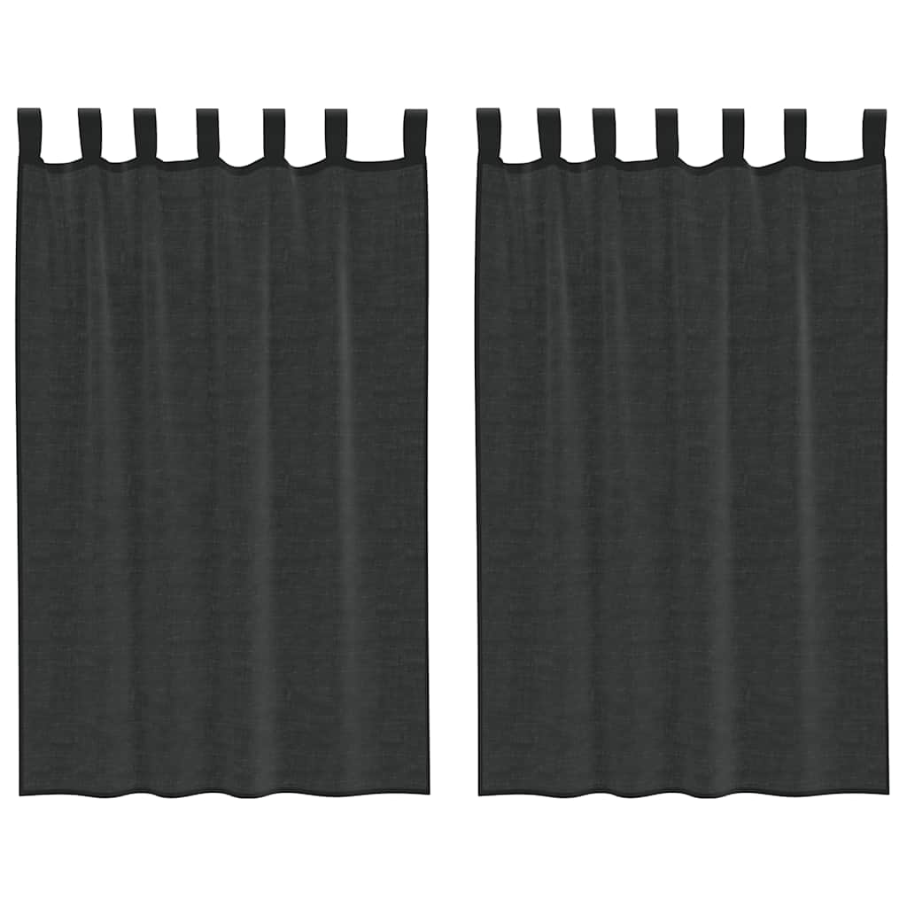 Vidaxx rideaux voile avec patte supérieure 2 pcs noir