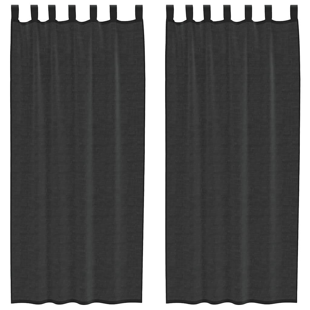 Vidaxx rideaux voile avec patte supérieure 2 pcs noir