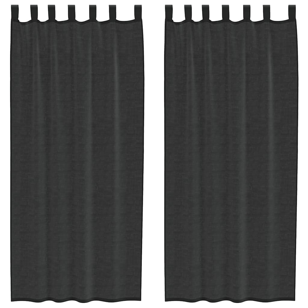 Vidaxx rideaux voile avec patte supérieure 2 pcs noir