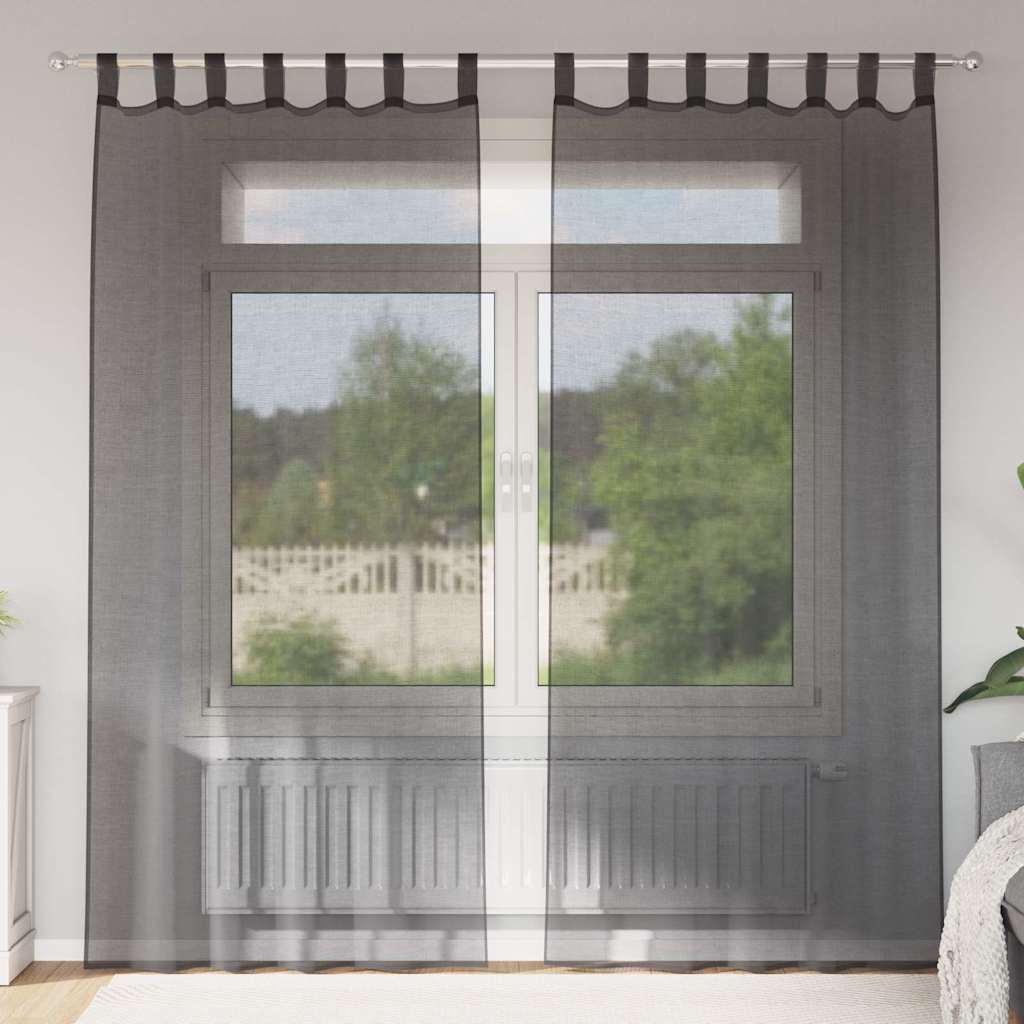 Vidaxx rideaux voile avec patte supérieure 2 pcs noir