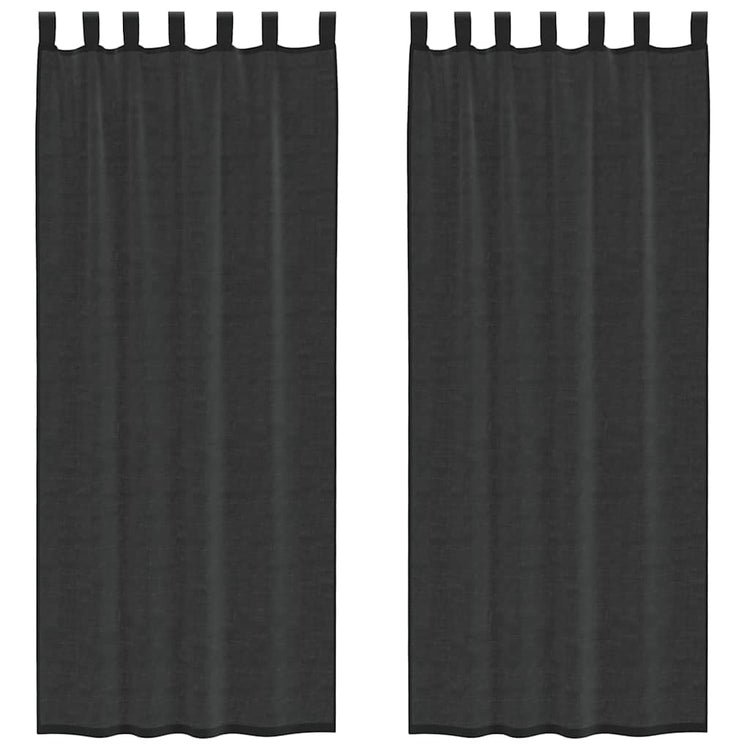 Vidaxx rideaux voile avec patte supérieure 2 pcs noir