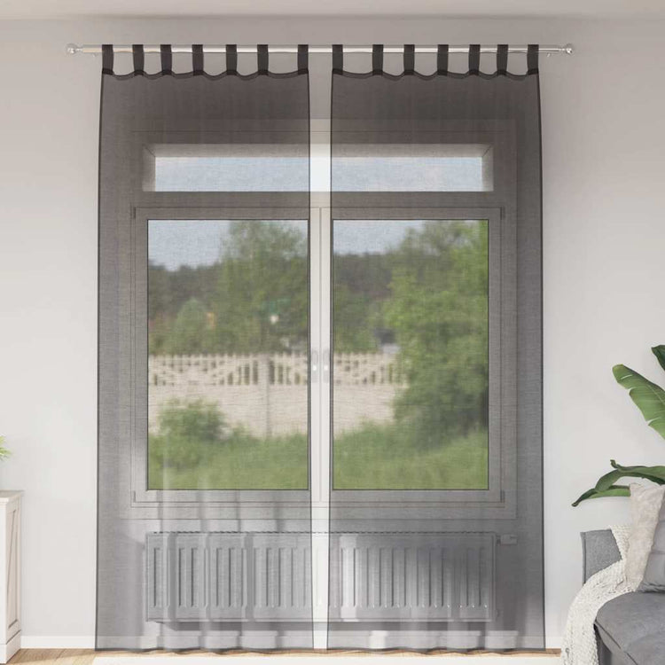 Vidaxx rideaux voile avec patte supérieure 2 pcs noir