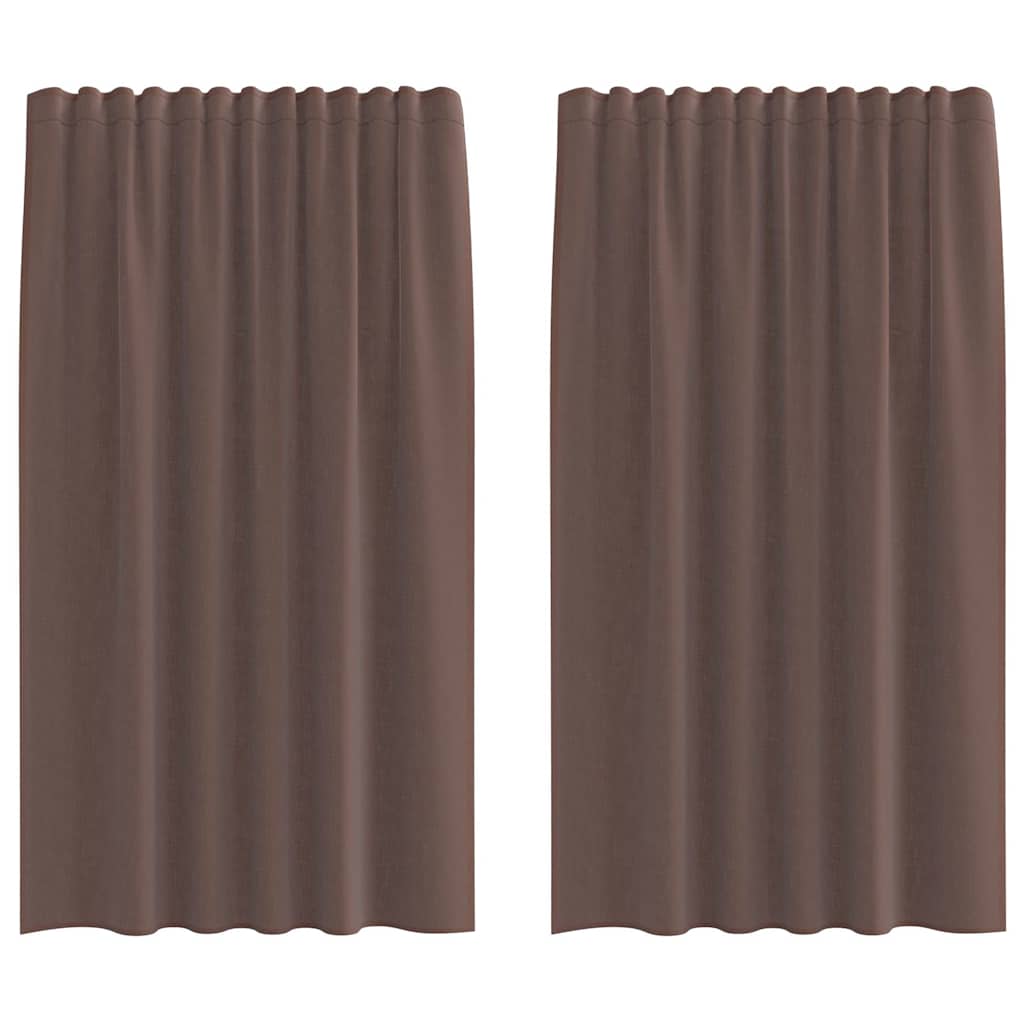Vidaxl rideaux voile avec patte supérieure 2 pcs marron